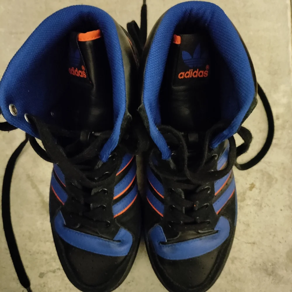 Adidas Patrick Ewing 8.5 hi-top basketball sneakers leather suede blue orange - Picture 7 of 15